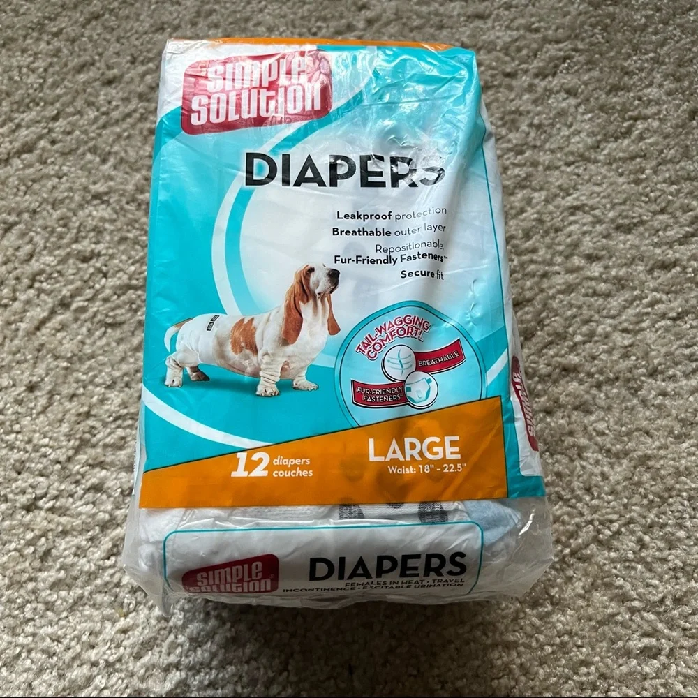 Simple Solution Disposable Dog Diapers for Female Dogs Super Absorbent 12 Large